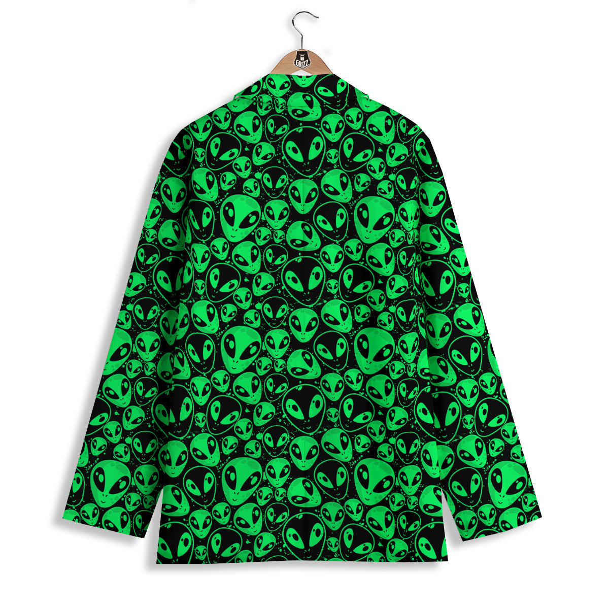 Cute Green Alien Print Pattern Women's Blazer-grizzshop