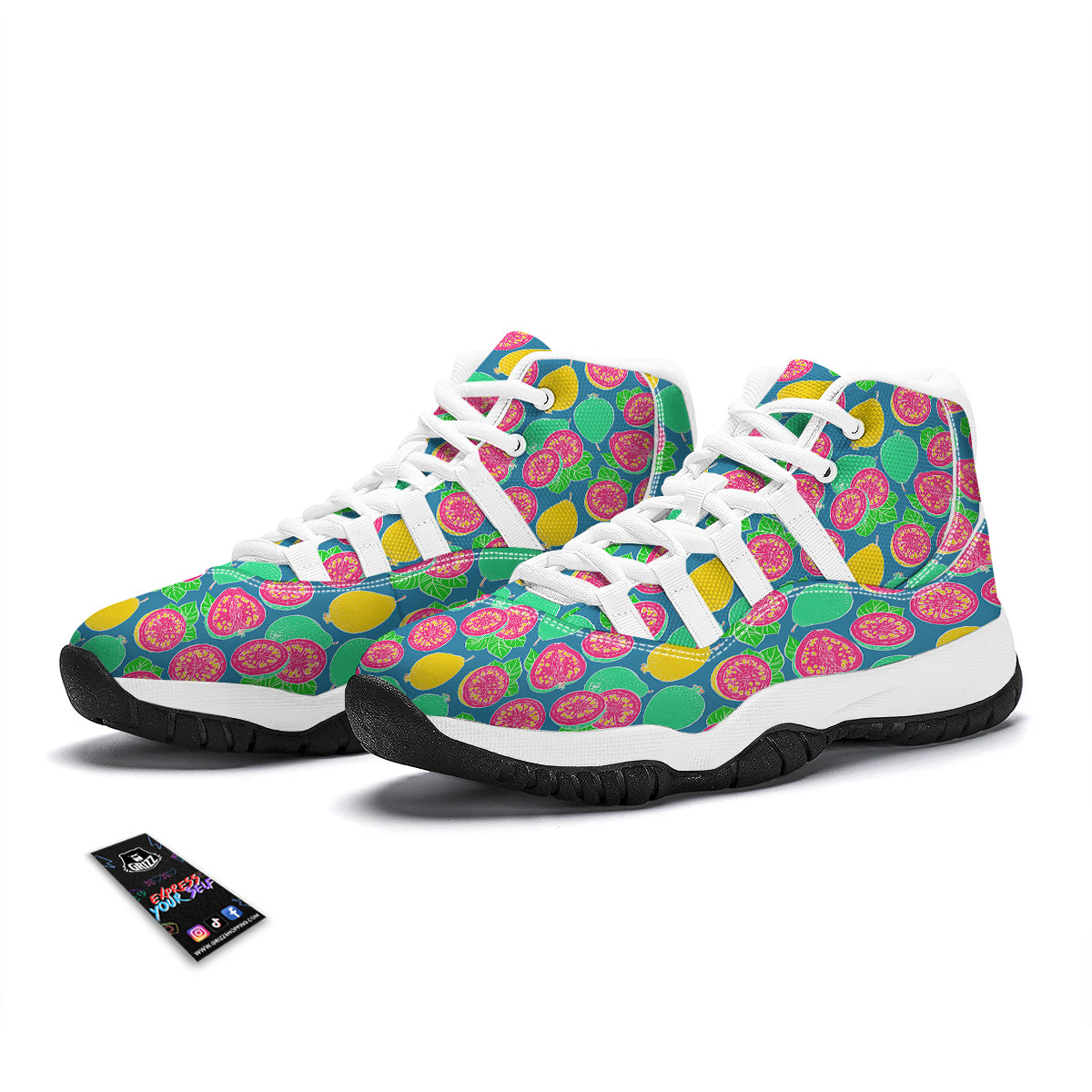 Cute Guava Print Pattern White Bball Shoes-grizzshop