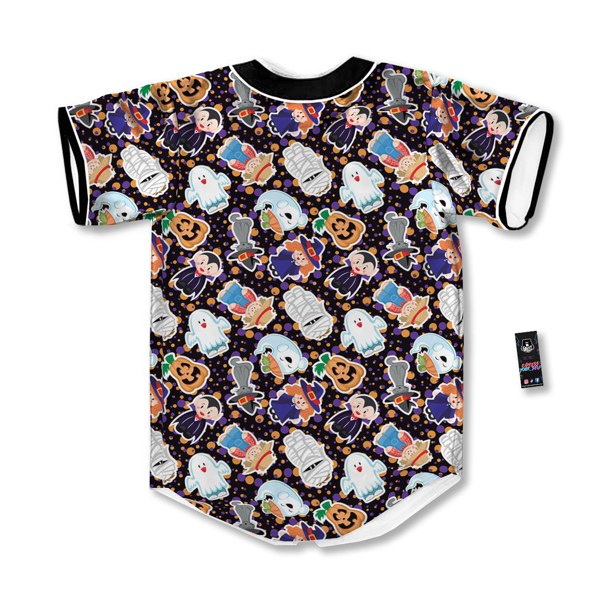 Cute Halloween Print Pattern Baseball Jersey-grizzshop