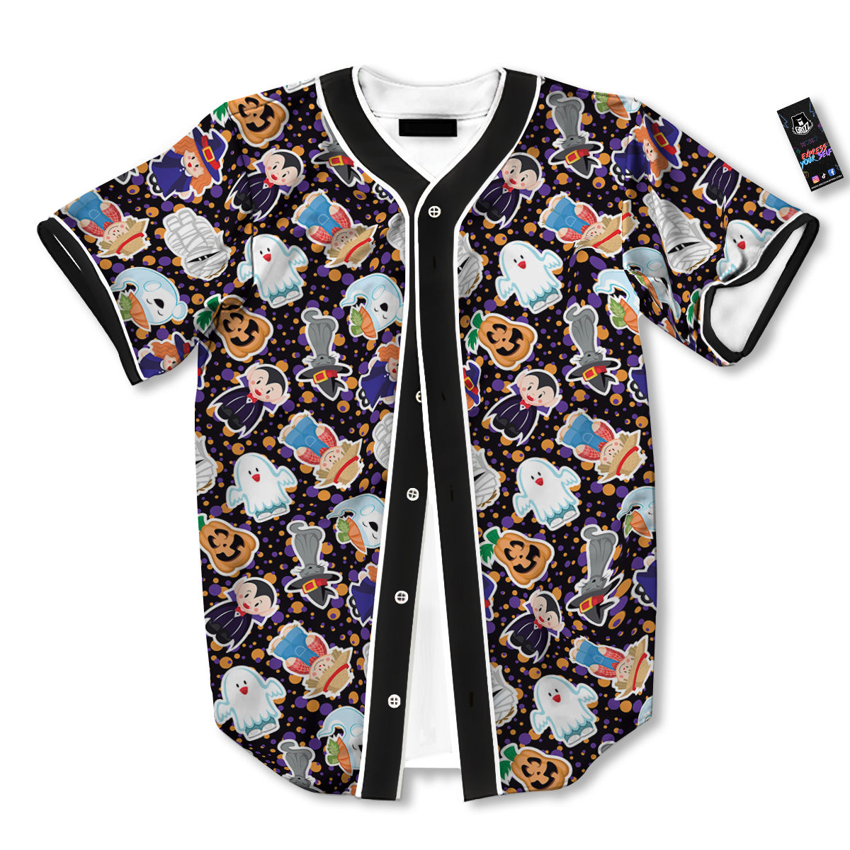 Cute Halloween Print Pattern Baseball Jersey-grizzshop