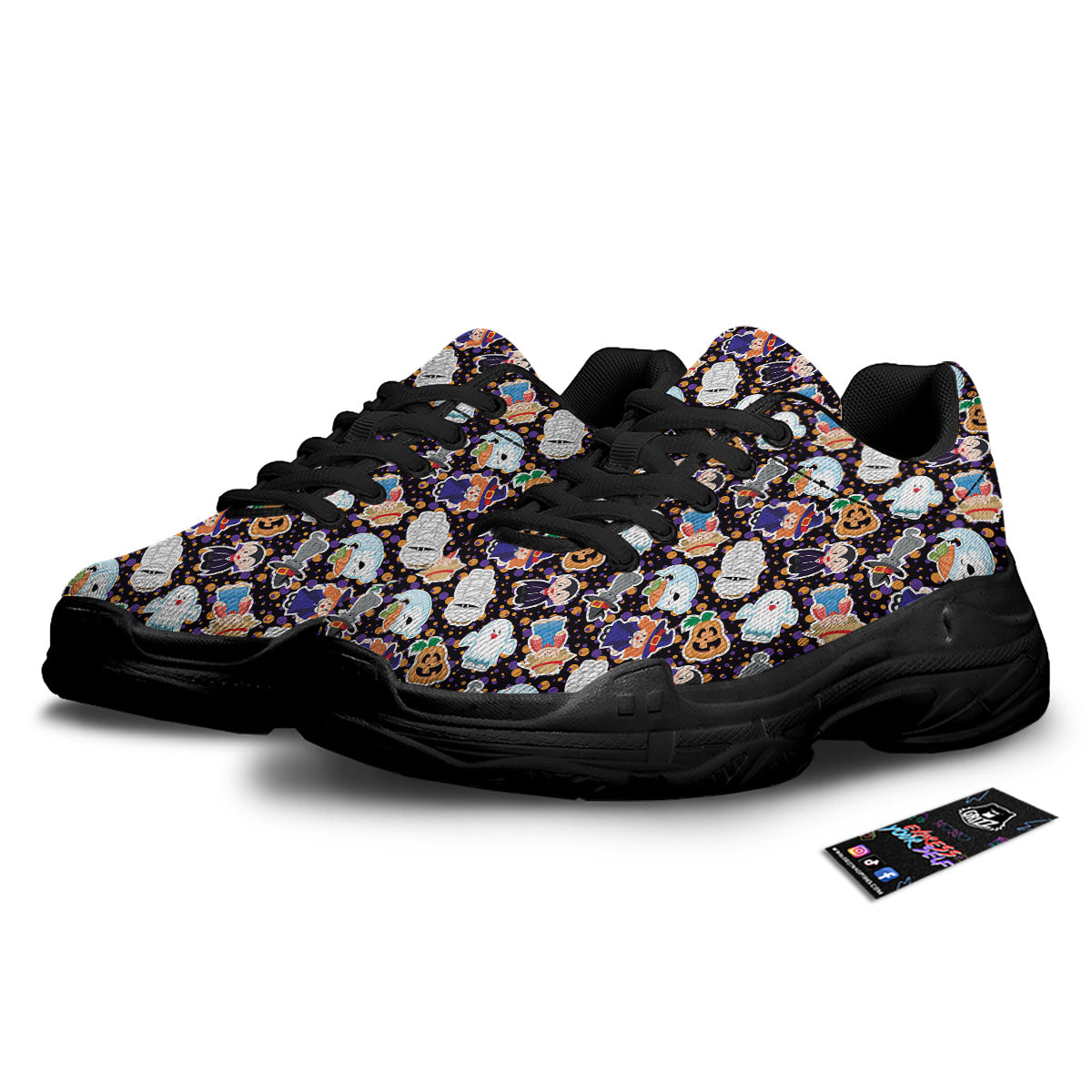 Cute Halloween Print Pattern Black Chunky Shoes-grizzshop