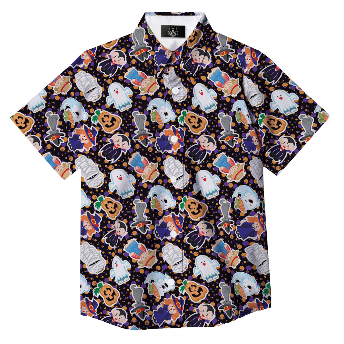 Cute Halloween Print Pattern Button Up Shirt-grizzshop