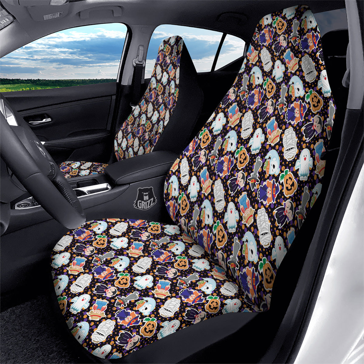 Cute Halloween Print Pattern Car Seat Covers-grizzshop