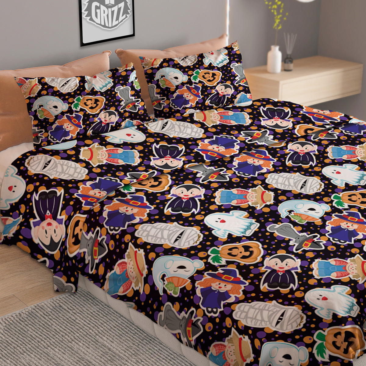 Cute Halloween Print Pattern Duvet Cover Bedding Set