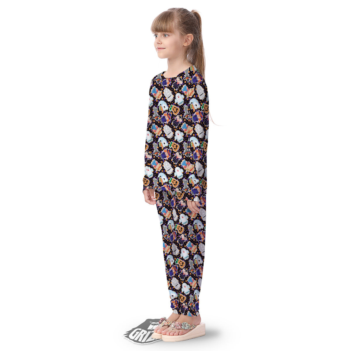 Cute Halloween Print Pattern Kid's Pajamas-grizzshop