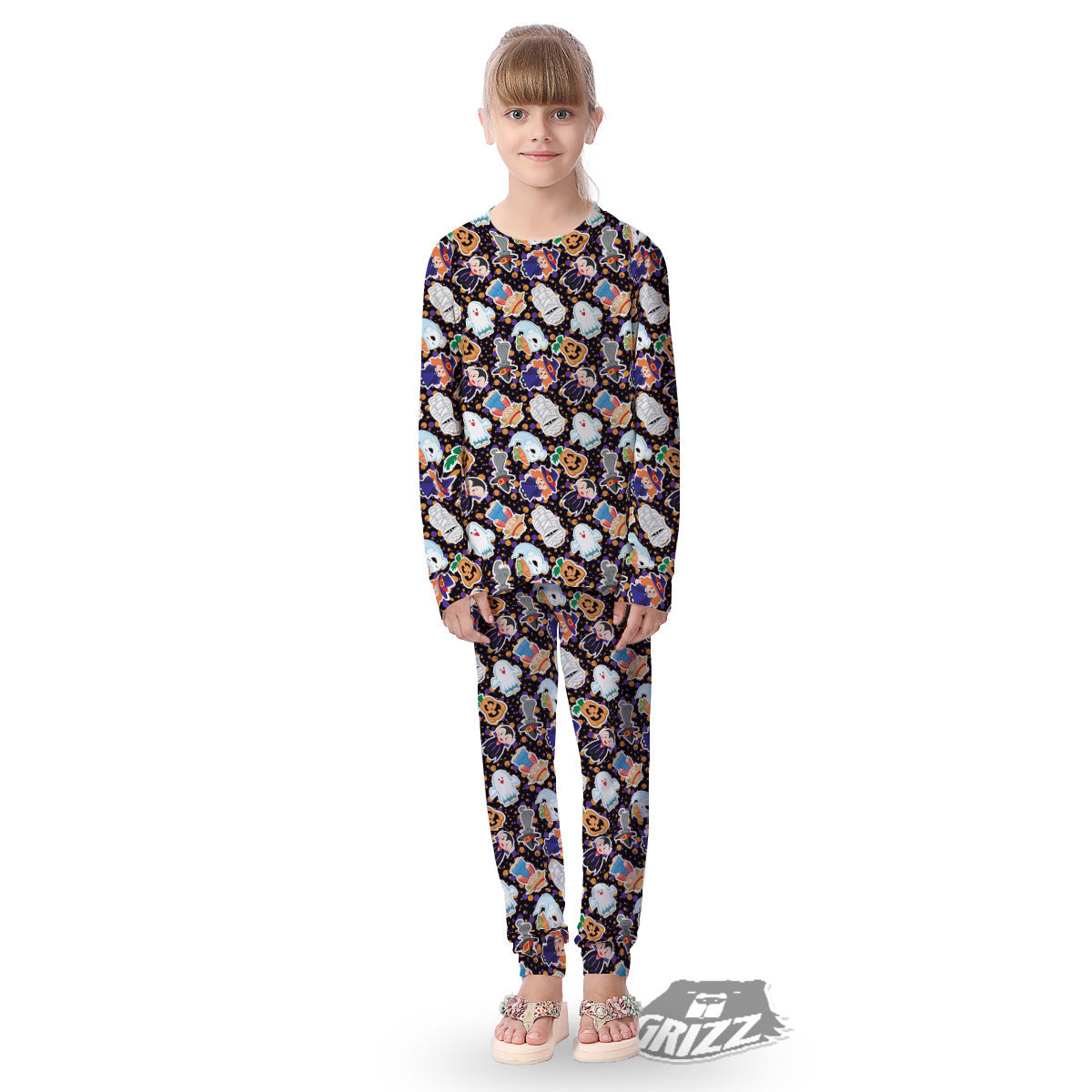 Cute Halloween Print Pattern Kid's Pajamas-grizzshop