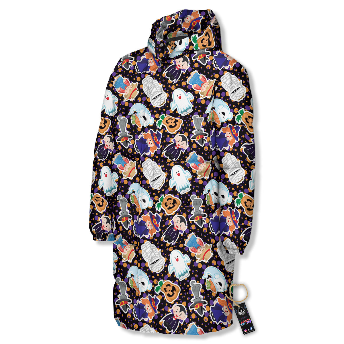 Cute Halloween Print Pattern Long Down Jacket-grizzshop