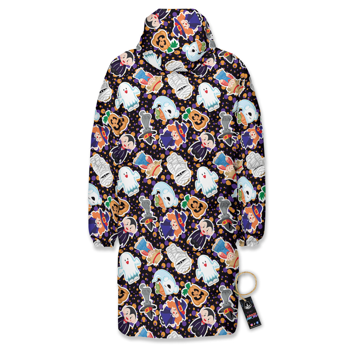 Cute Halloween Print Pattern Long Down Jacket-grizzshop