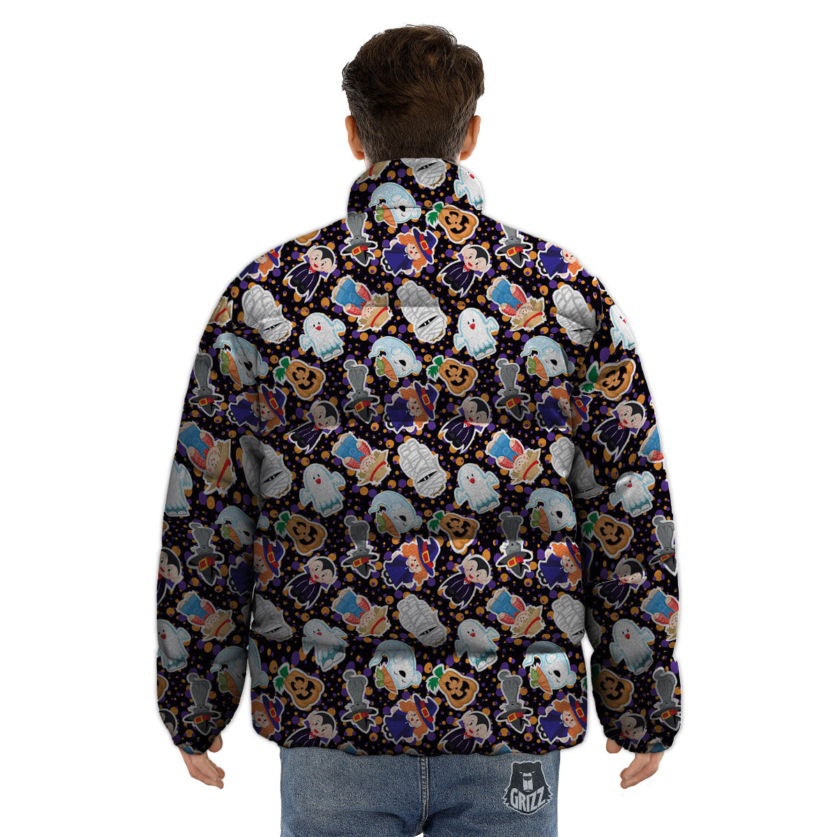 Cute Halloween Print Pattern Puffer Jacket-grizzshop