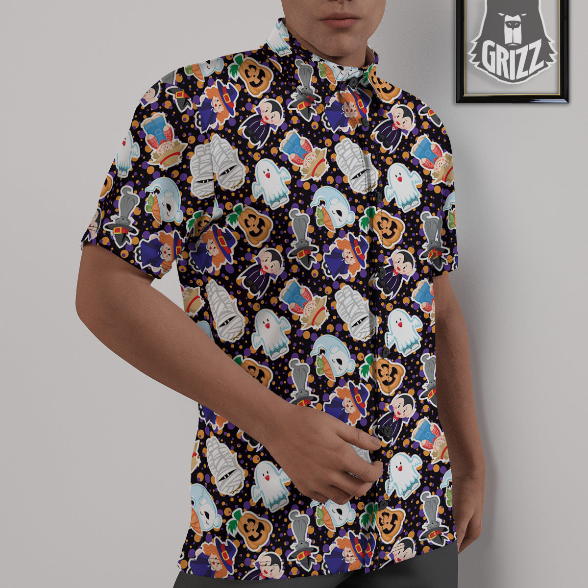 Cute Halloween Print Pattern Untucked Shirts-grizzshop