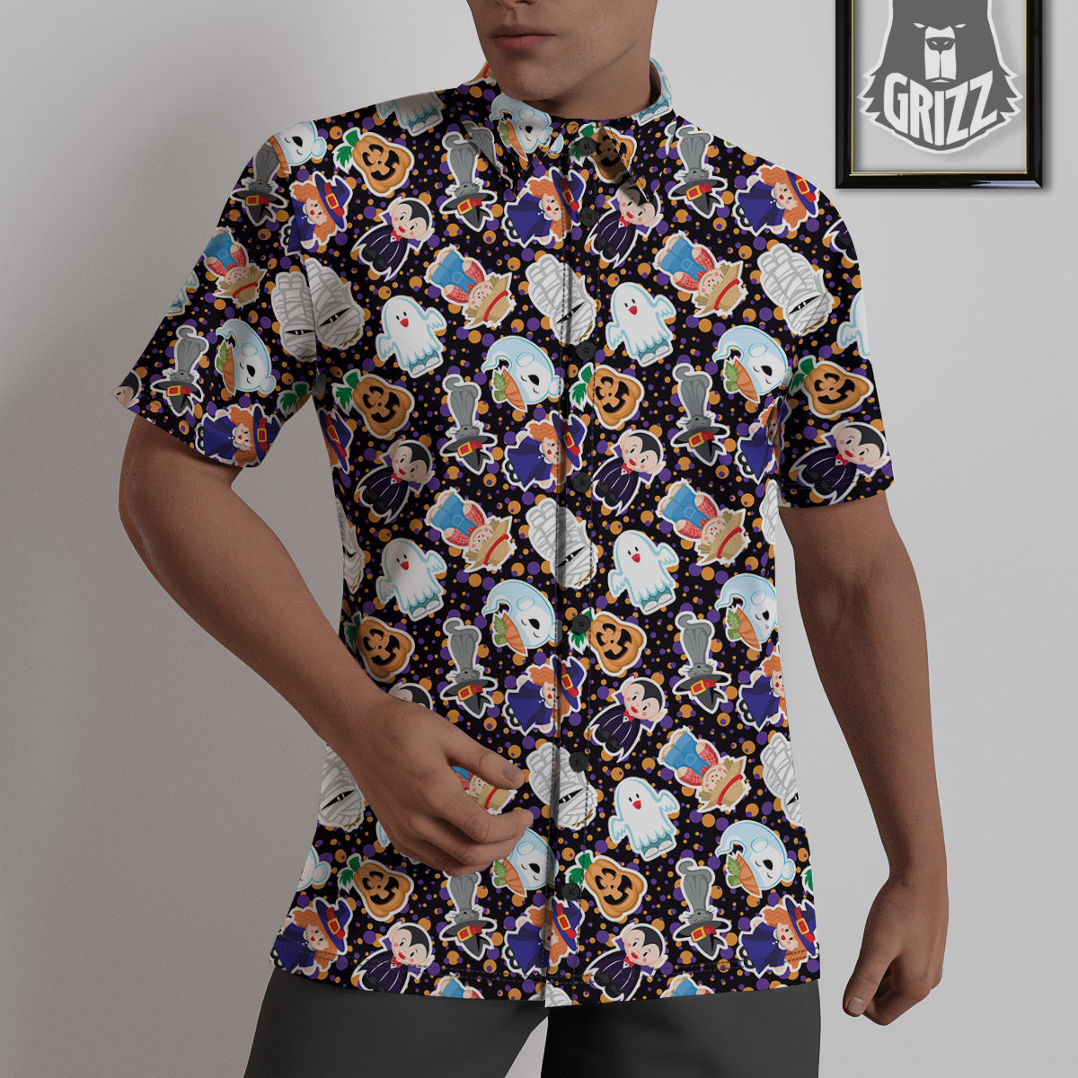 Cute Halloween Print Pattern Untucked Shirts-grizzshop