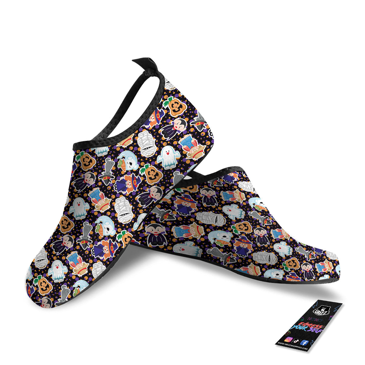 Cute Halloween Print Pattern Water Shoes-grizzshop