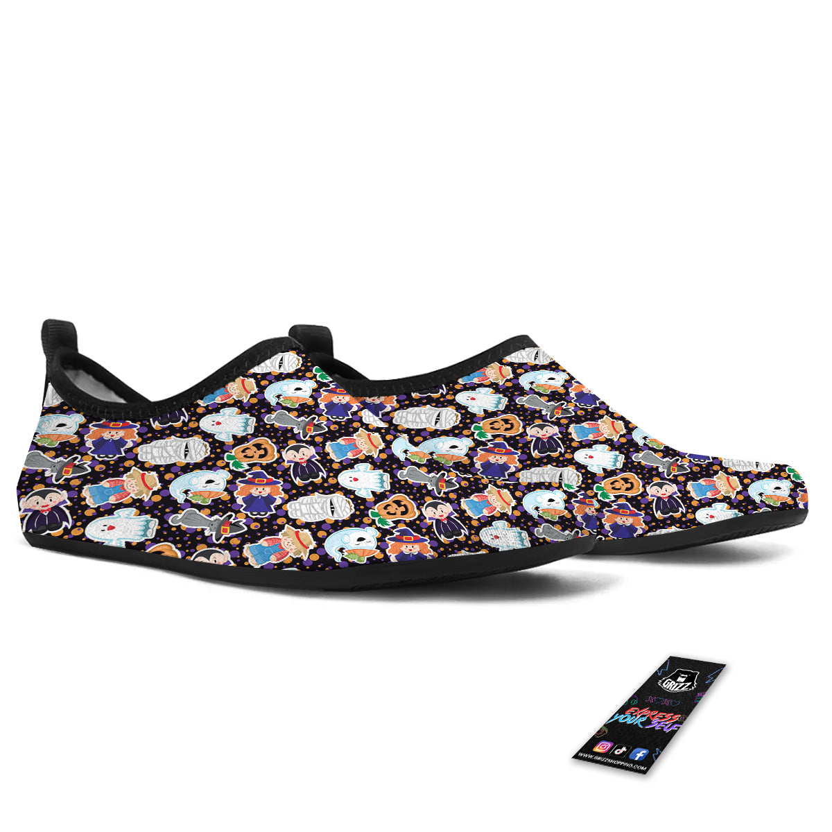 Cute Halloween Print Pattern Water Shoes-grizzshop