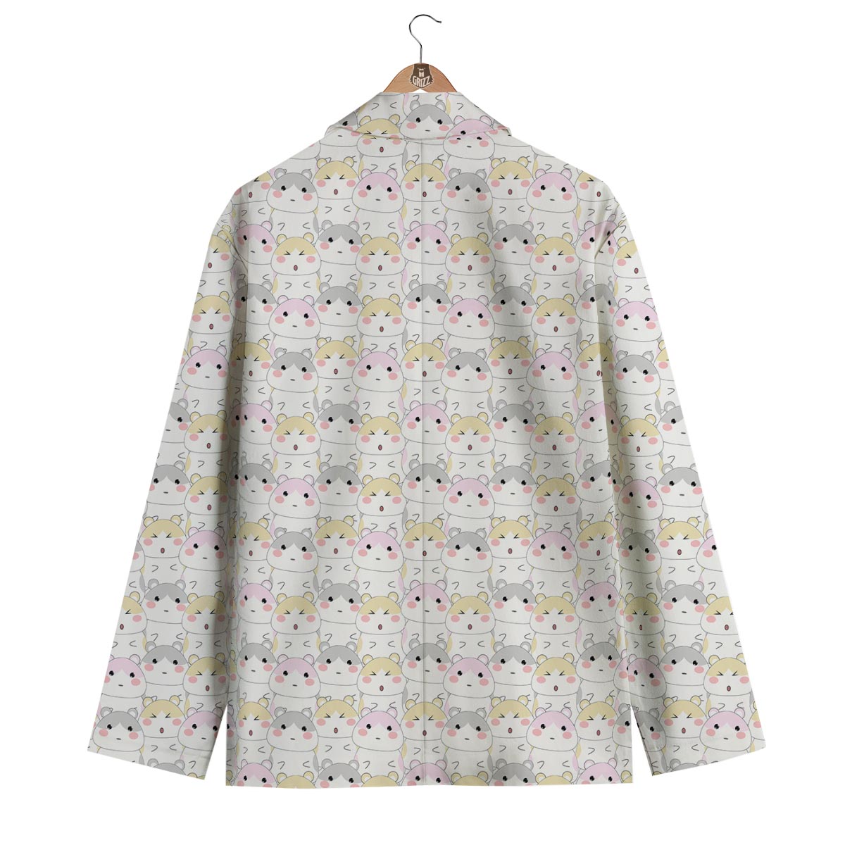 Cute Hamster Pattern Print Men's Blazer-grizzshop