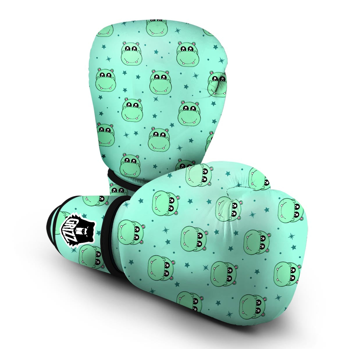 Cute Hippo Pattern Print Boxing Gloves-grizzshop