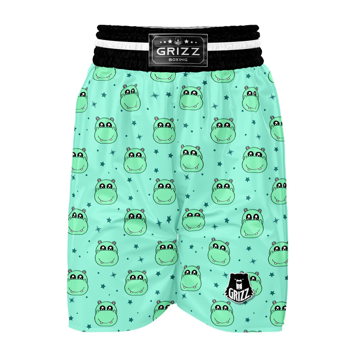 Cute Hippo Pattern Print Boxing Shorts-grizzshop