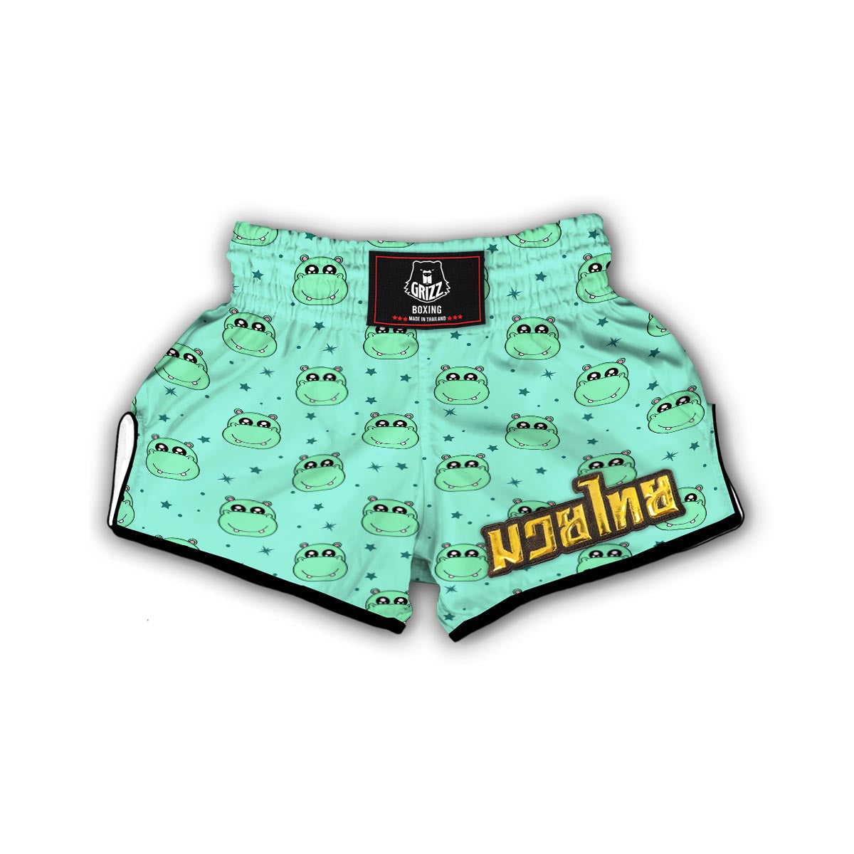 Cute Hippo Pattern Print Muay Thai Boxing Shorts-grizzshop