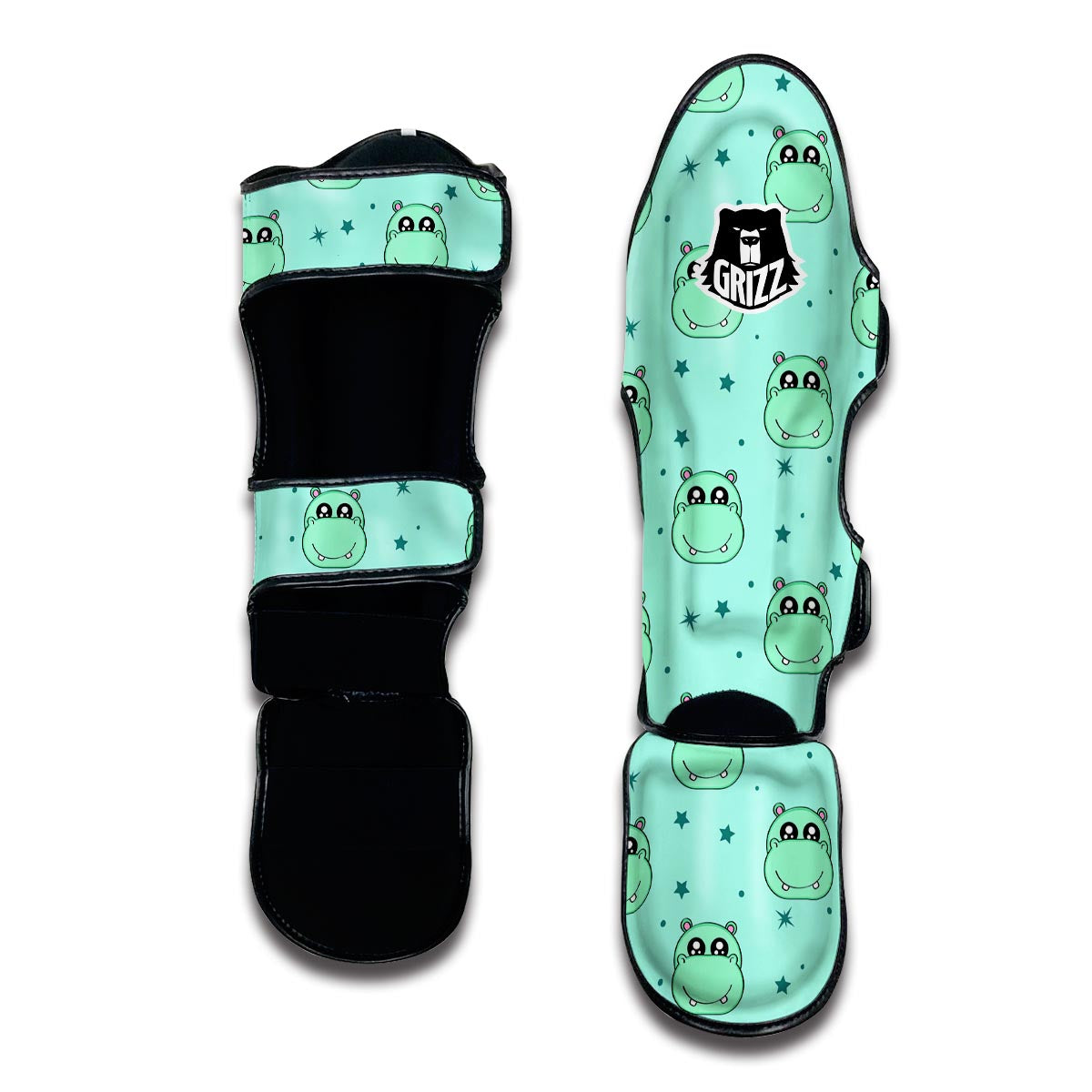 Cute Hippo Pattern Print Muay Thai Shin Guards-grizzshop