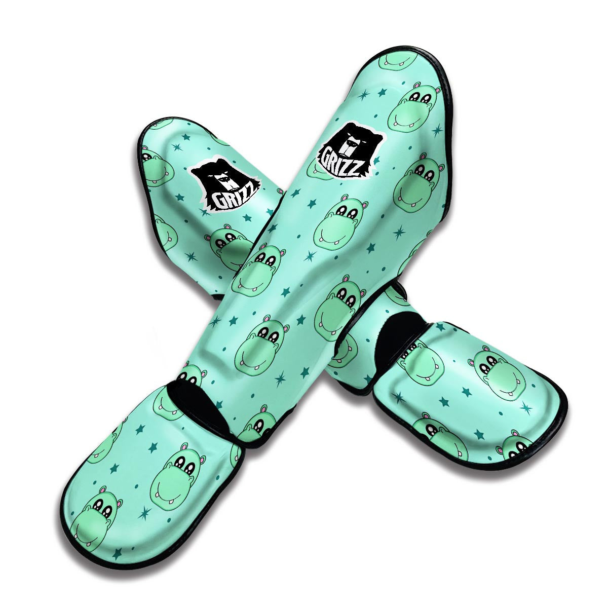 Cute Hippo Pattern Print Muay Thai Shin Guards-grizzshop