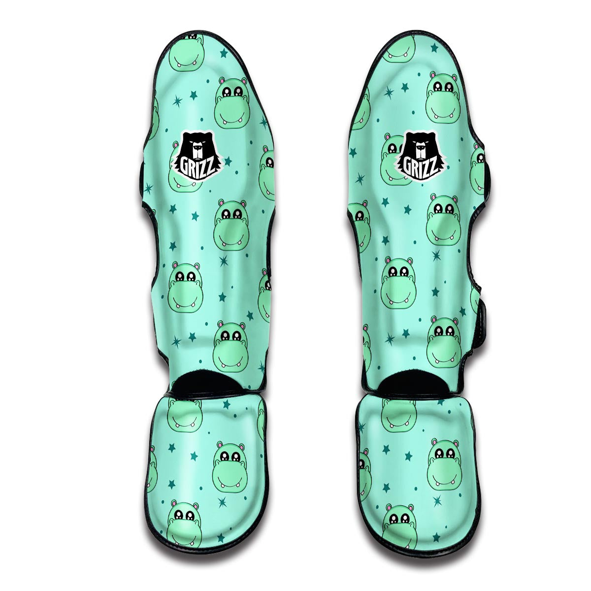 Cute Hippo Pattern Print Muay Thai Shin Guards-grizzshop