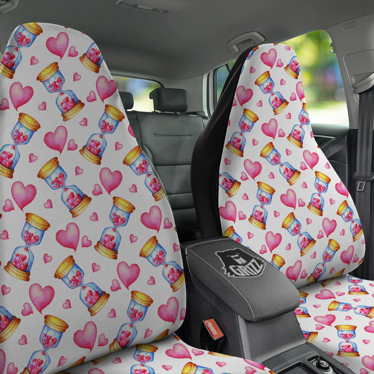 Cute Hourglass Hearts Print Pattern Car Seat Covers-grizzshop