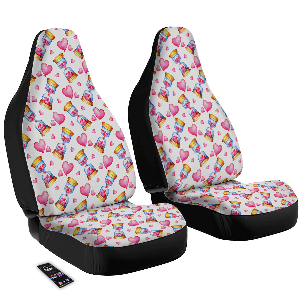 Cute Hourglass Hearts Print Pattern Car Seat Covers-grizzshop