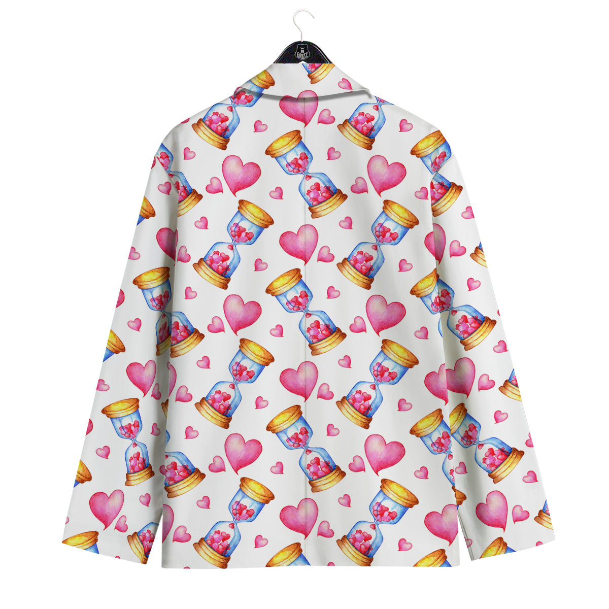 Cute Hourglass Hearts Print Pattern Men's Sport Coat-grizzshop