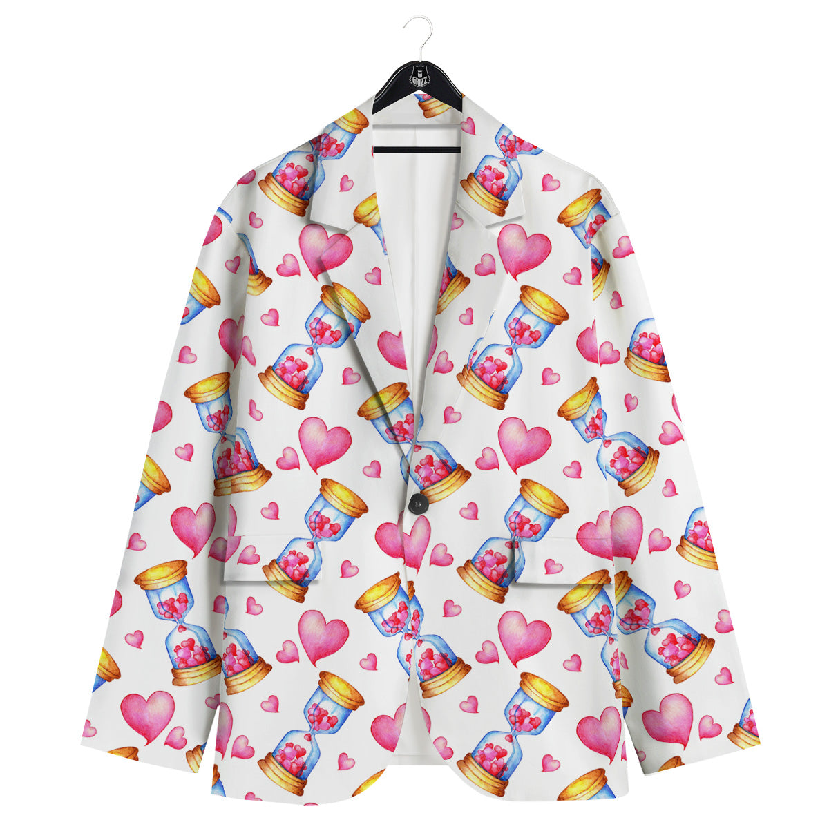 Cute Hourglass Hearts Print Pattern Men's Sport Coat-grizzshop