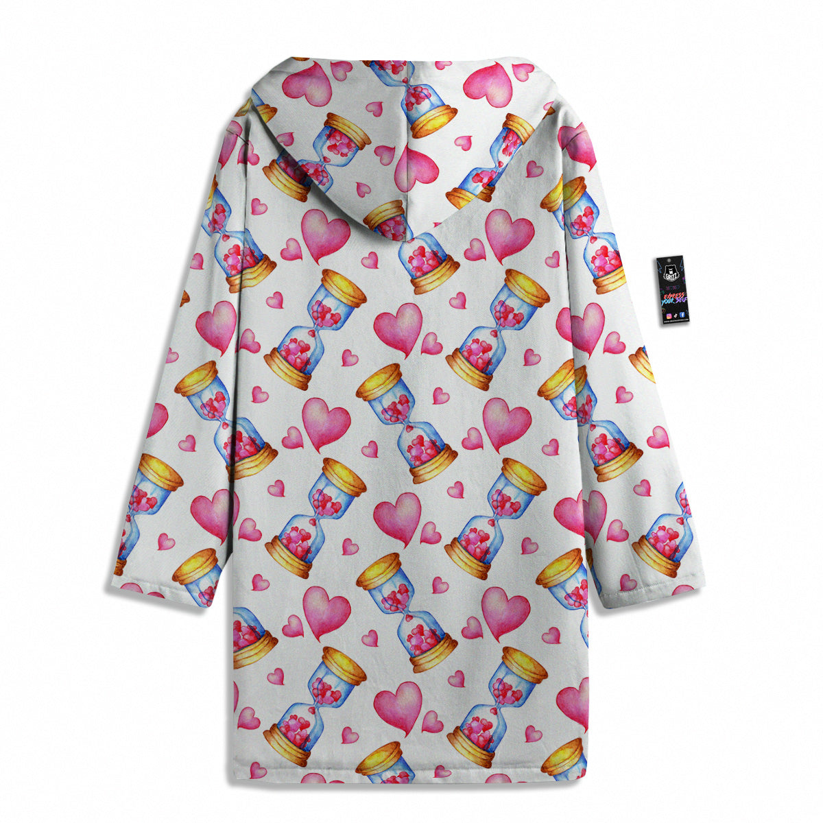 Cute Hourglass Hearts Print Pattern Men's Windbreaker Jacket-grizzshop