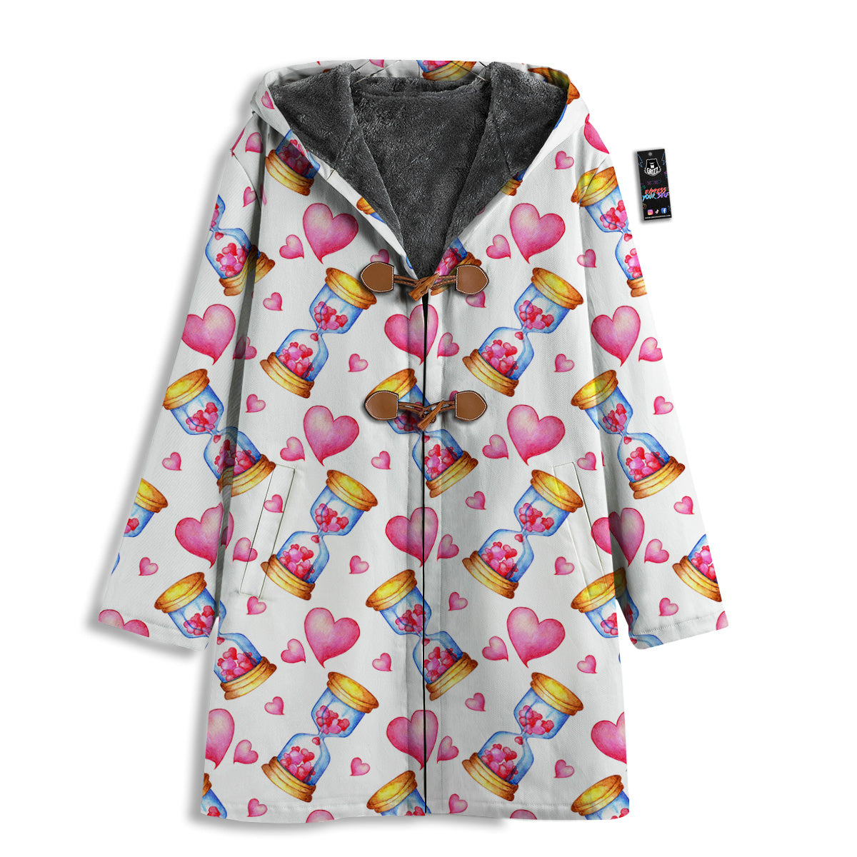 Cute Hourglass Hearts Print Pattern Men's Windbreaker Jacket-grizzshop