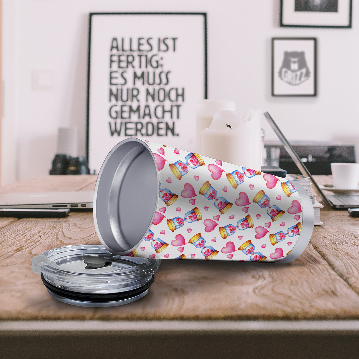 Cute Hourglass Hearts Print Pattern Tumbler-grizzshop
