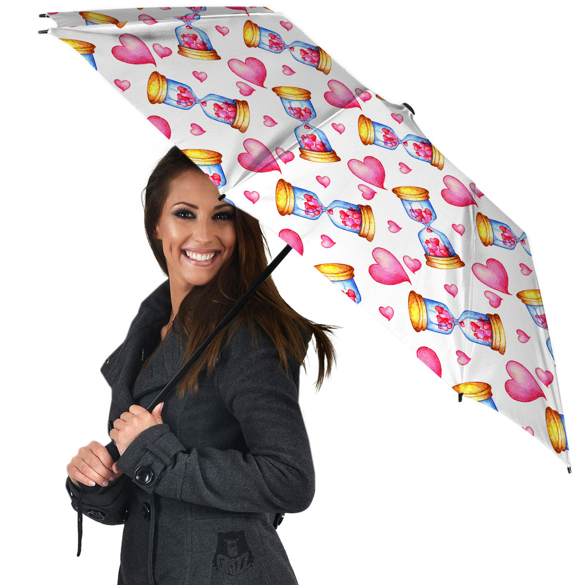 Cute Hourglass Hearts Print Pattern Umbrella-grizzshop