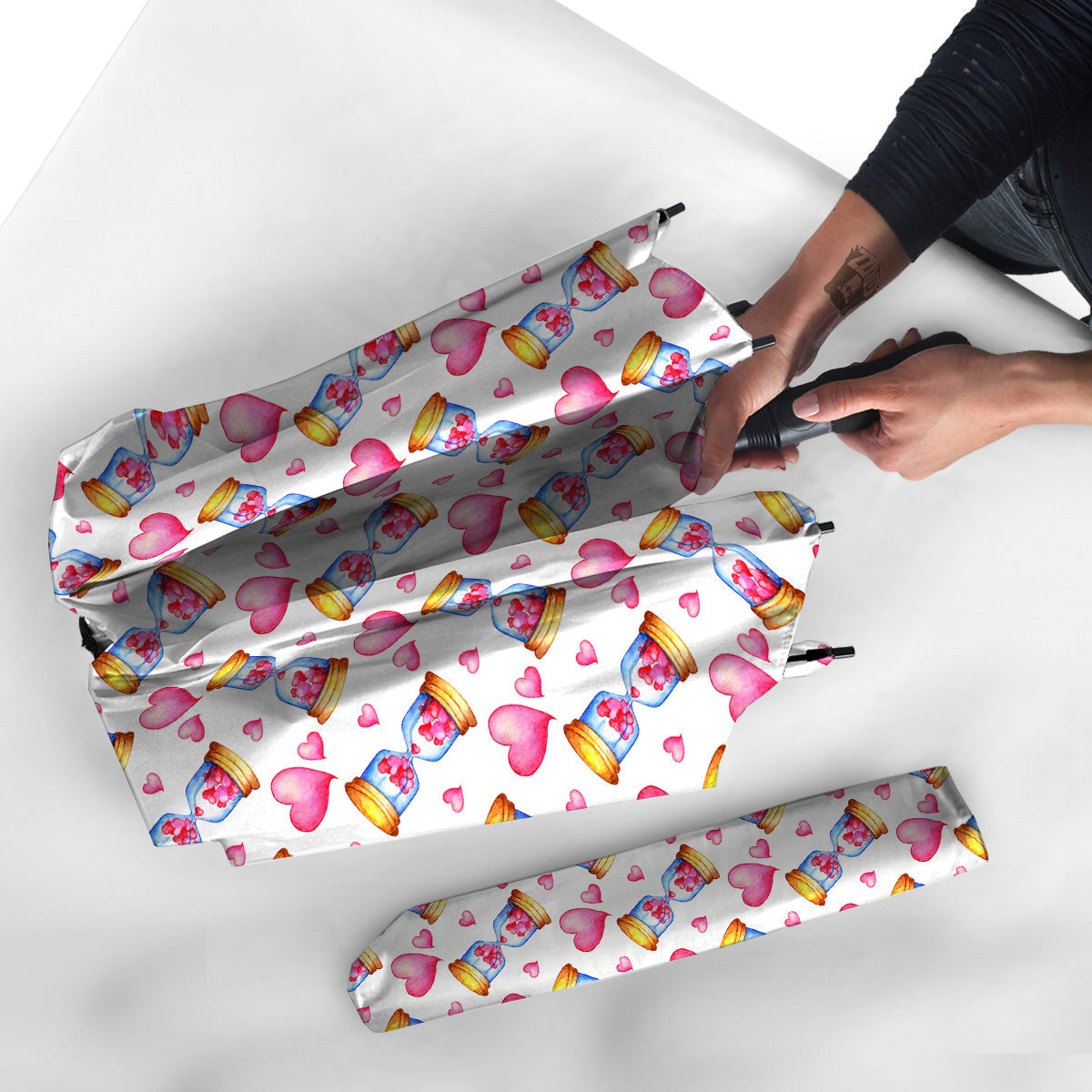 Cute Hourglass Hearts Print Pattern Umbrella-grizzshop