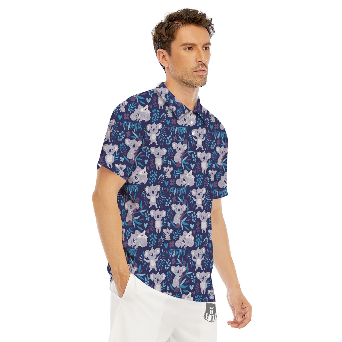 Cute Koala Print Pattern Men's Golf Shirts-grizzshop