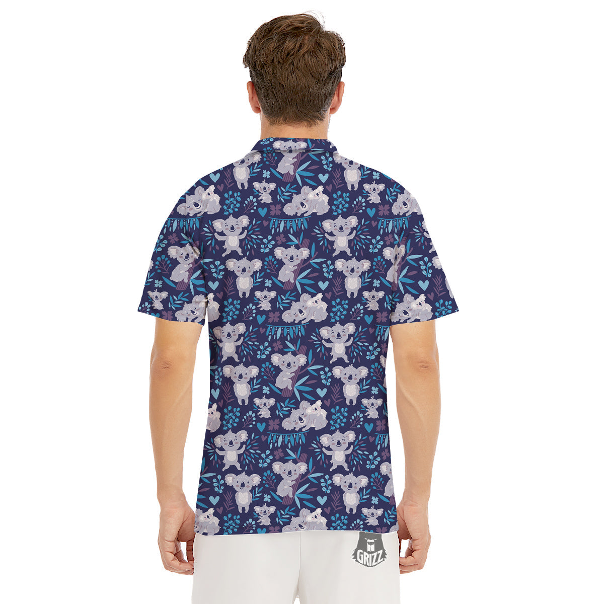Cute Koala Print Pattern Men's Golf Shirts-grizzshop