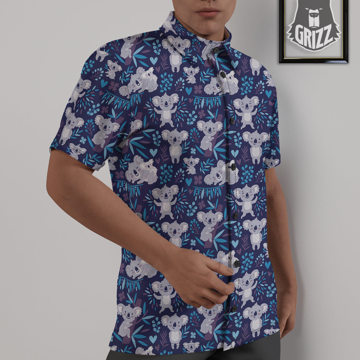 Cute Koala Print Pattern Untucked Shirts-grizzshop