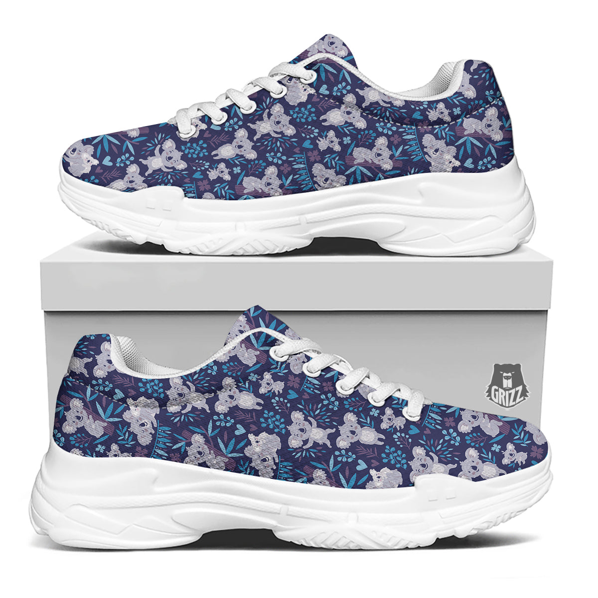 Cute Koala Print Pattern White Chunky Shoes-grizzshop