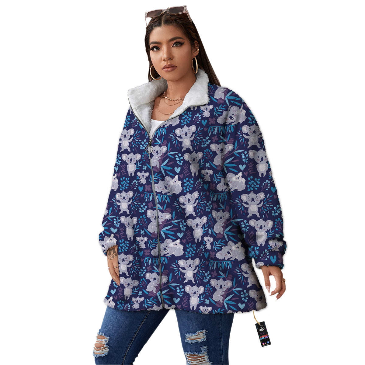 Cute Koala Print Pattern Women's Sherpa Jacket-grizzshop