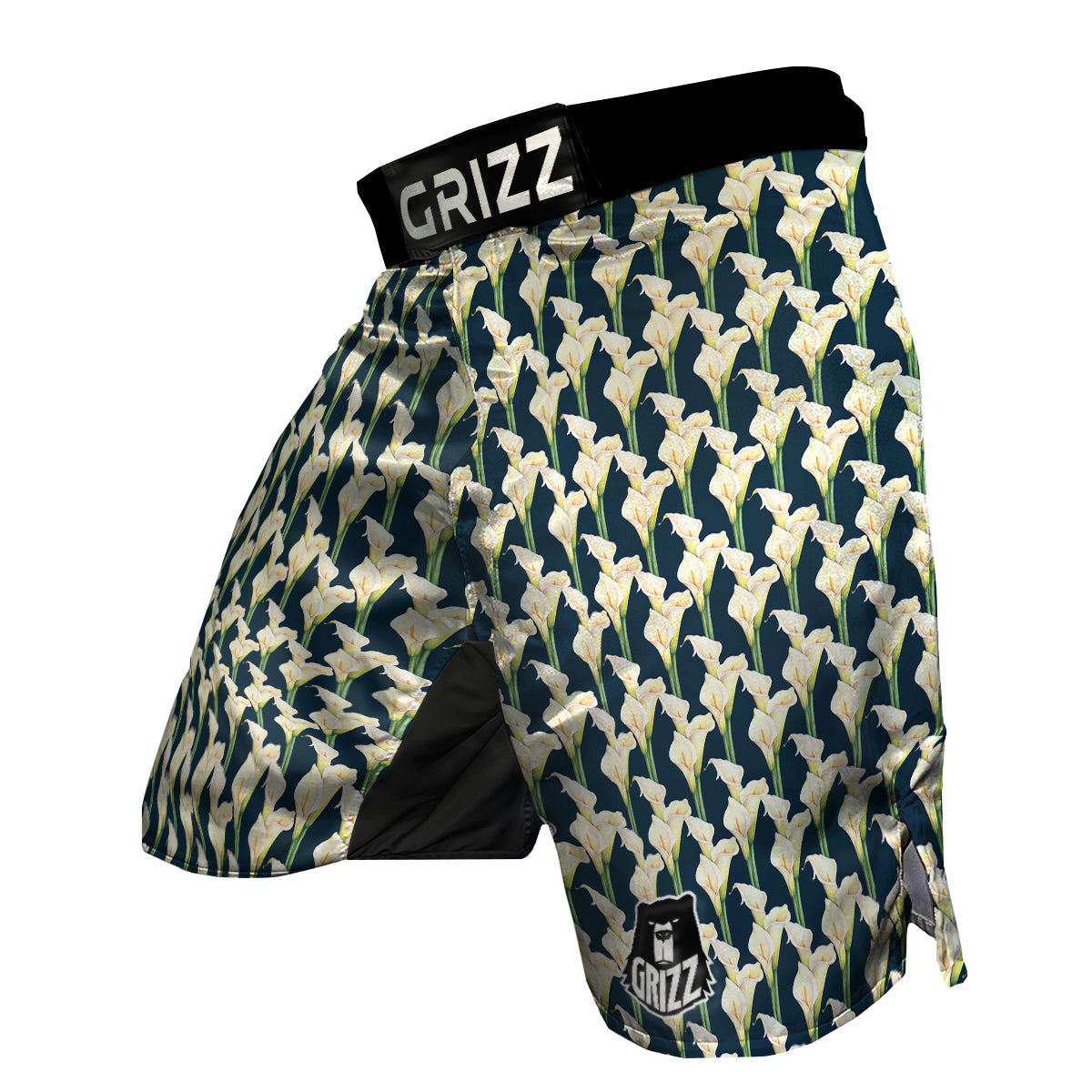 Cute Lily Watercolor Print Pattern MMA Shorts-grizzshop