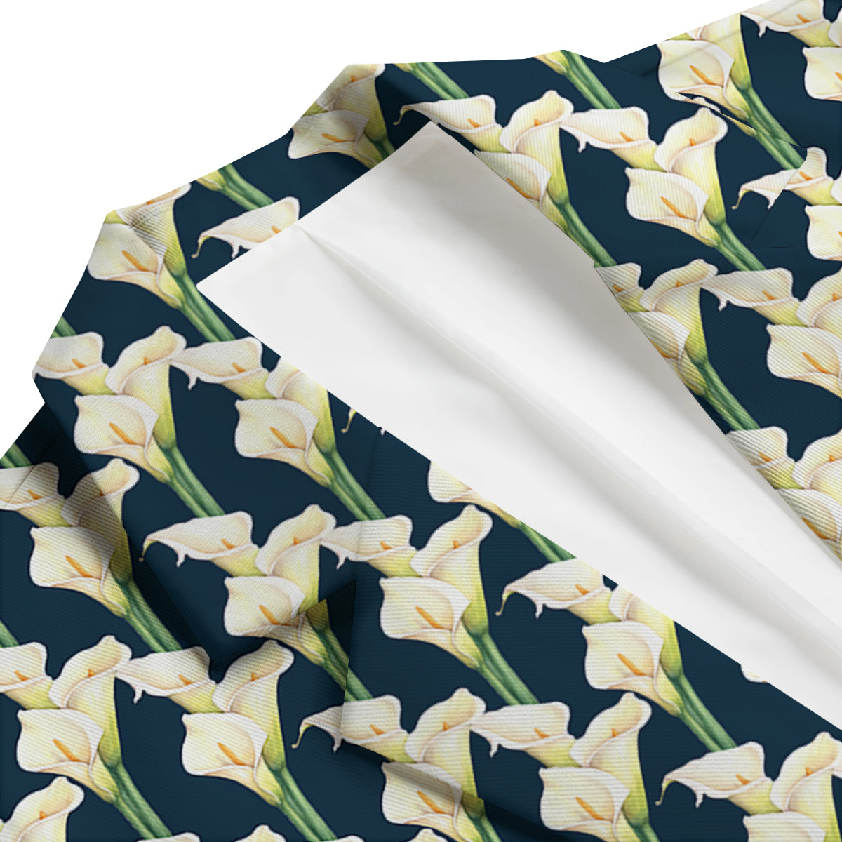 Cute Lily Watercolor Print Pattern Men's Blazer-grizzshop