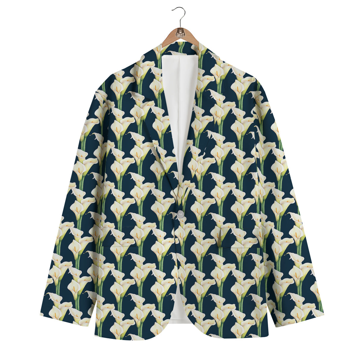 Cute Lily Watercolor Print Pattern Men's Blazer-grizzshop