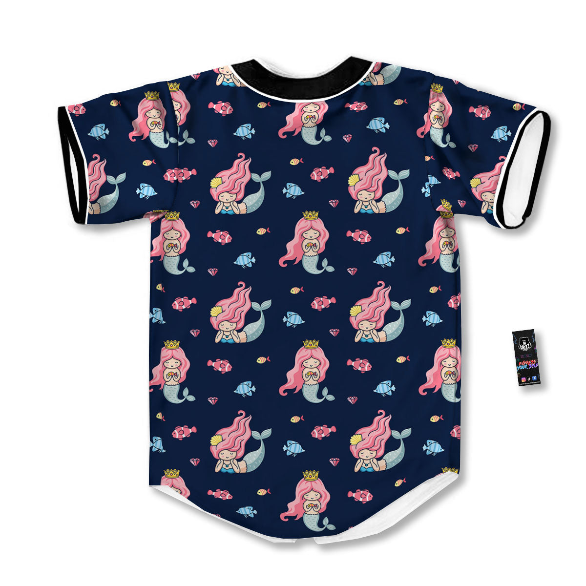 Cute Little Mermaid Print Pattern Baseball Jersey-grizzshop