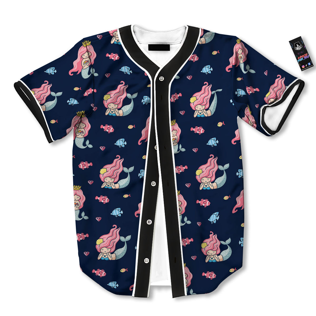 Cute Little Mermaid Print Pattern Baseball Jersey-grizzshop