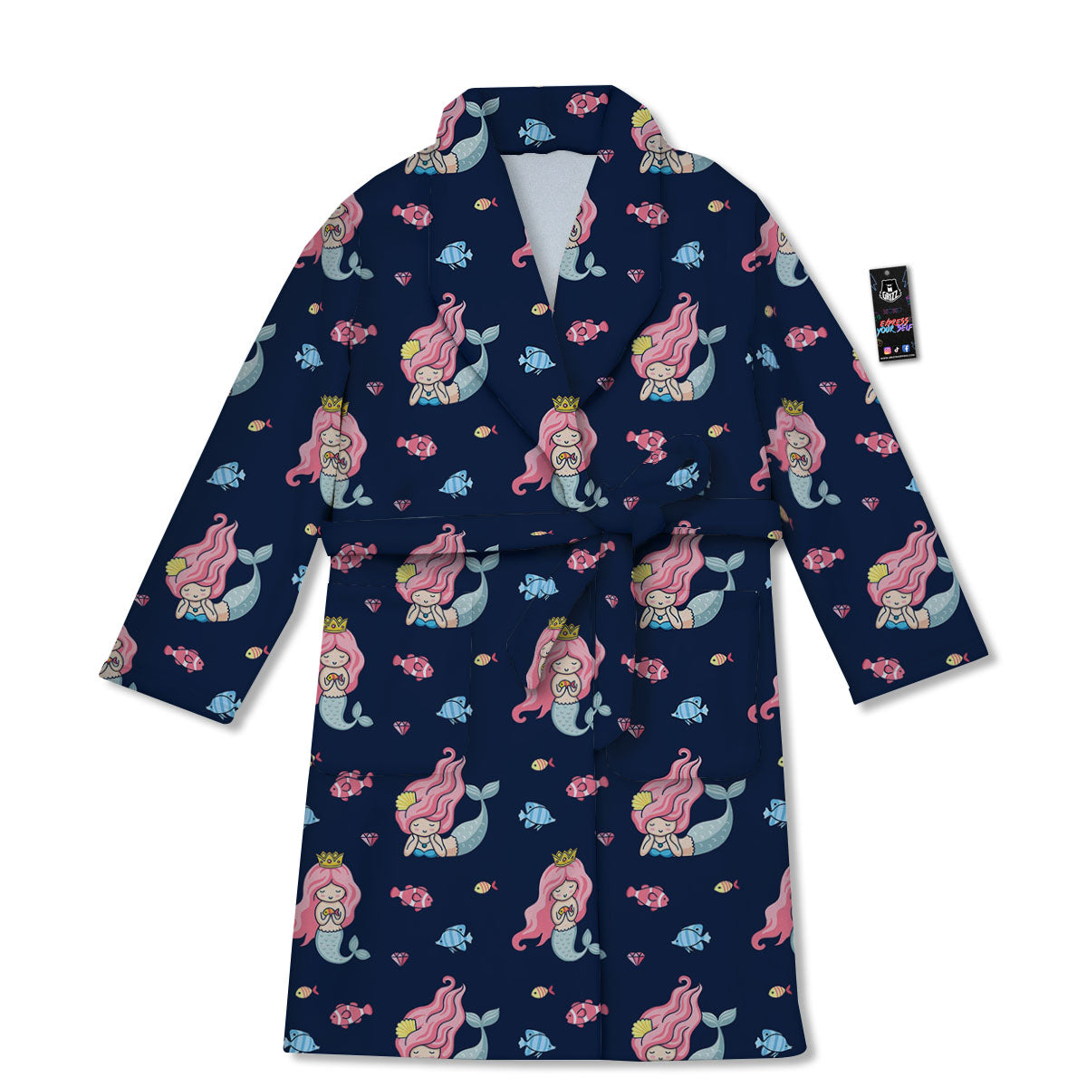Cute Little Mermaid Print Pattern Bathrobe-grizzshop