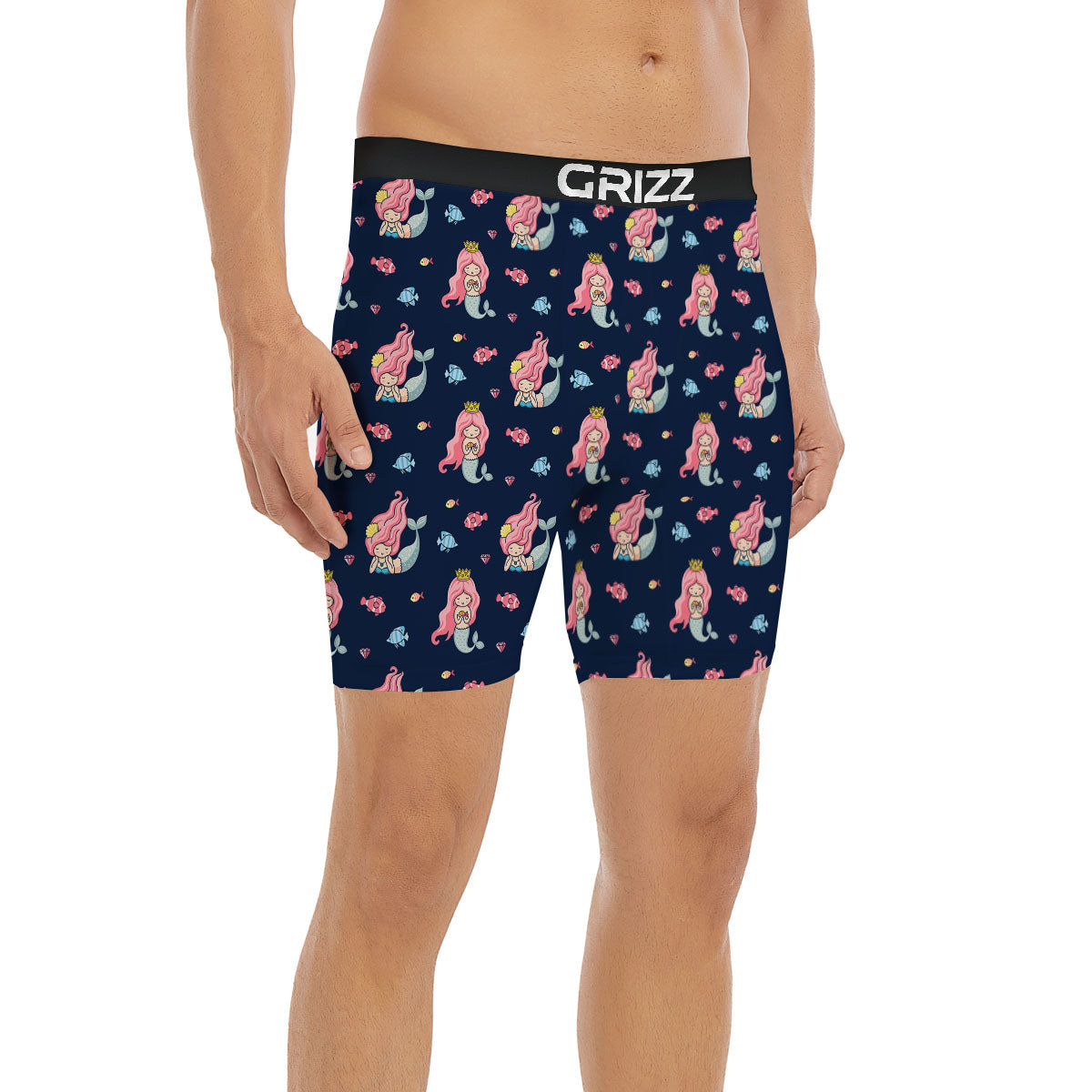 Cute Little Mermaid Print Pattern Boxer Briefs-grizzshop