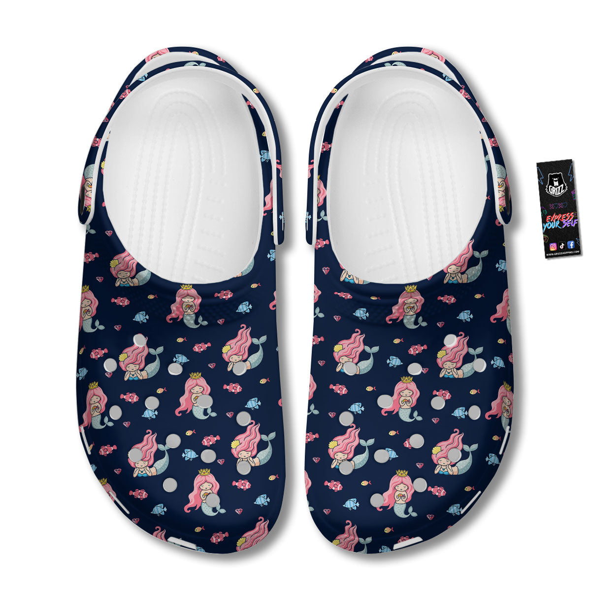 Cute Little Mermaid Print Pattern Clog-grizzshop
