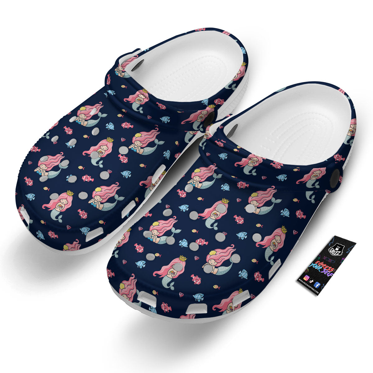 Cute Little Mermaid Print Pattern Clog-grizzshop