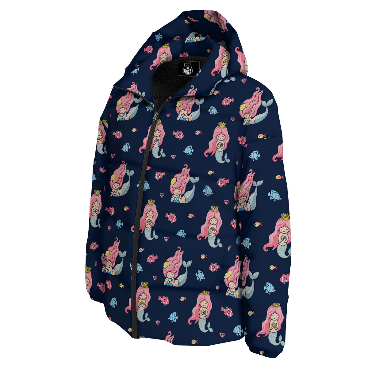 Cute Little Mermaid Print Pattern Down Jacket-grizzshop