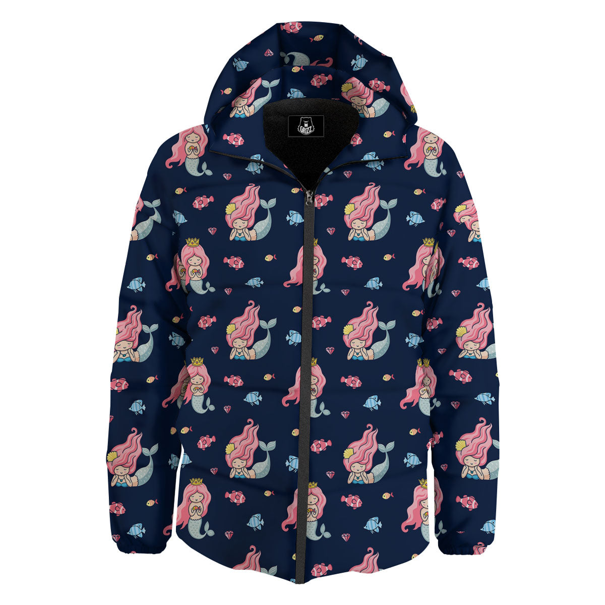 Cute Little Mermaid Print Pattern Down Jacket-grizzshop