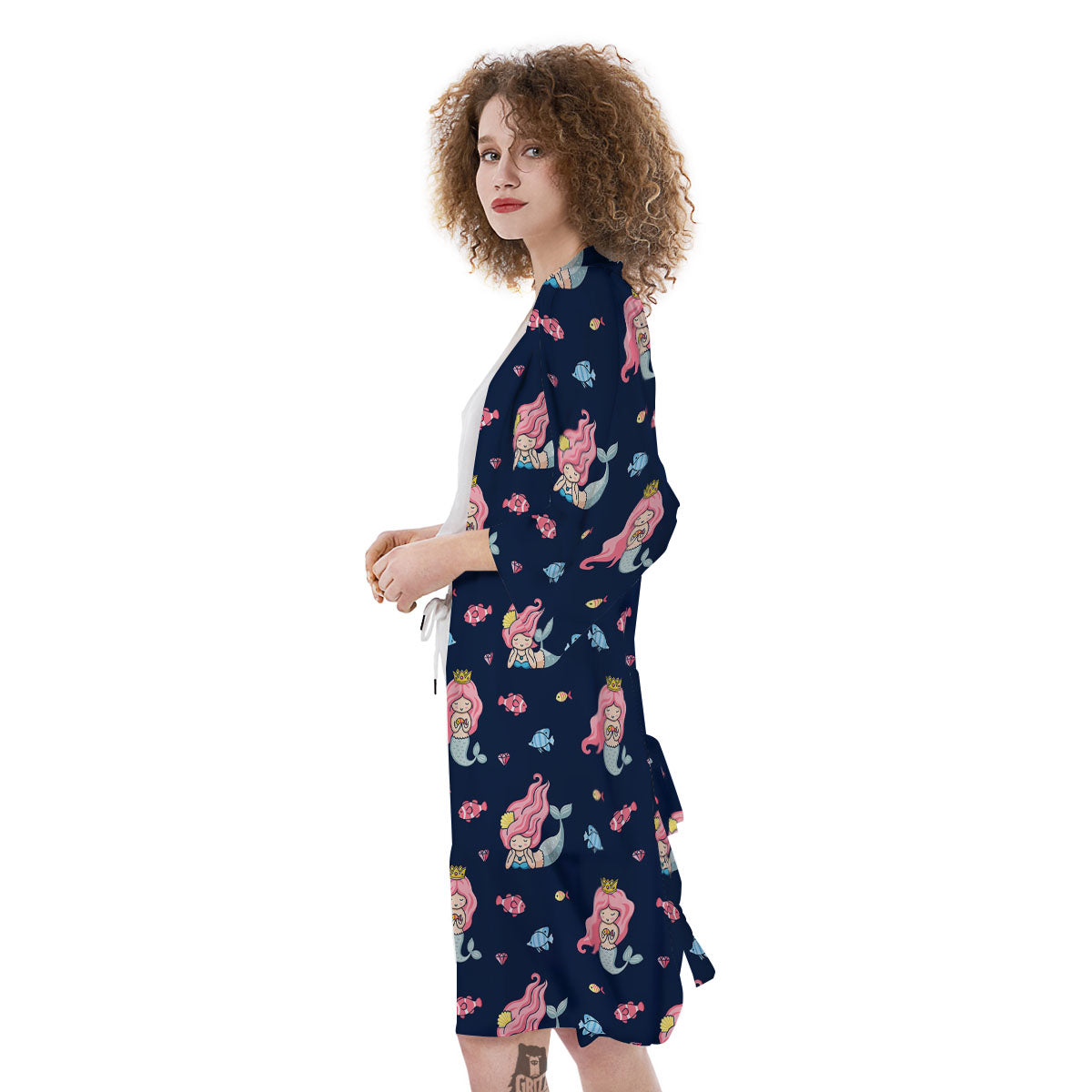 Cute Little Mermaid Print Pattern Kimono-grizzshop